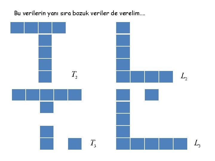 Bu verilerin yanı sıra bozuk veriler de verelim. . 