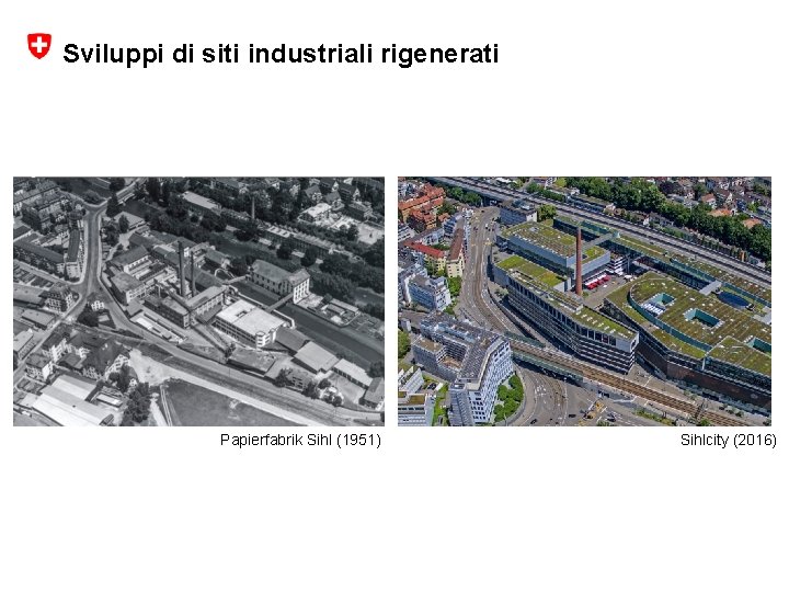 Sviluppi di siti industriali rigenerati Papierfabrik Sihl (1951) Sihlcity (2016) 