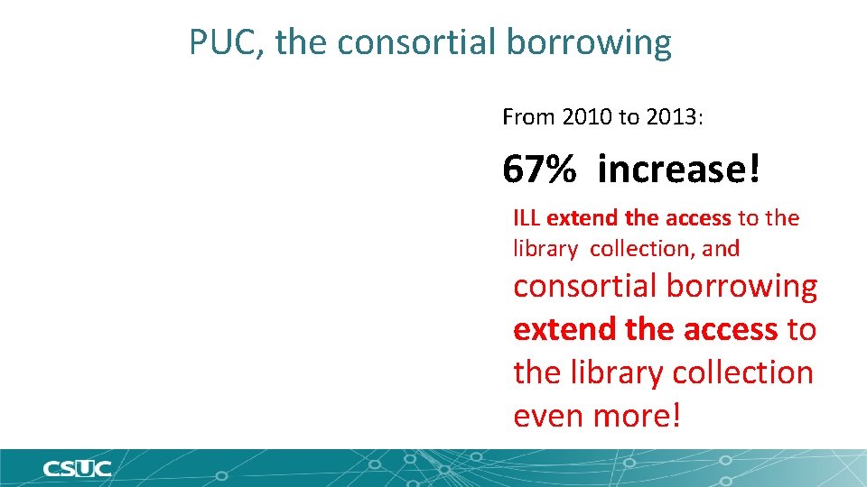 PUC, the consortial borrowing From 2010 to 2013: 67% increase! ILL extend the access