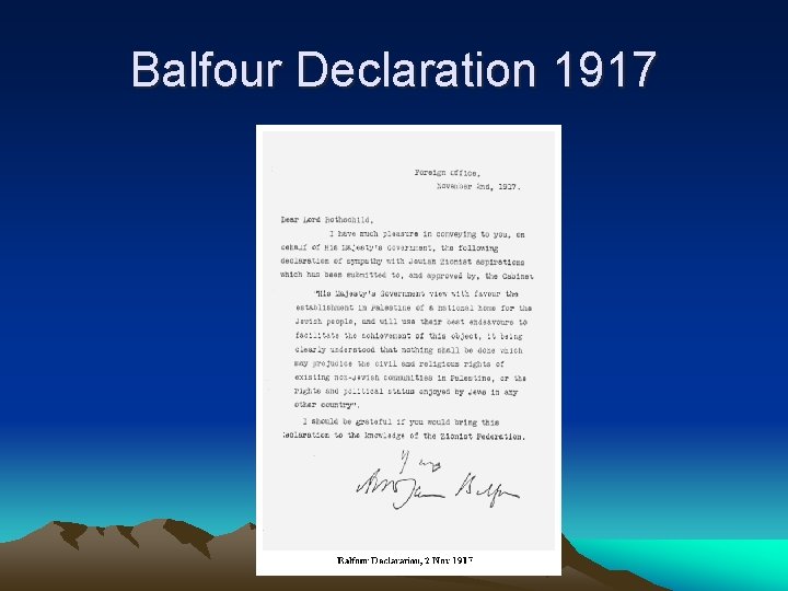 Balfour Declaration 1917 