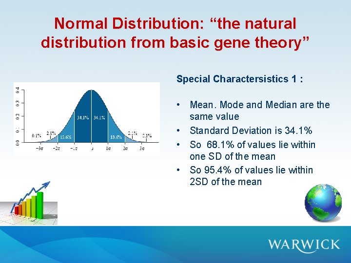 Normal Distribution: “the natural distribution from basic gene theory” Special Charactersistics 1 : • Normal Distribution: “the natural distribution from basic gene theory” Special Charactersistics 1 : •