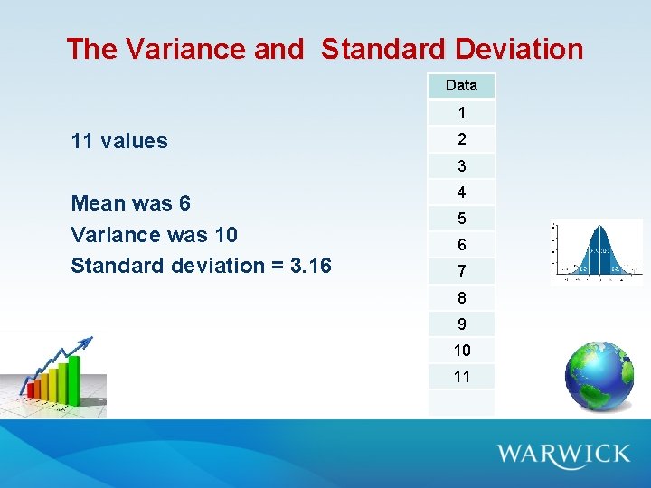 The Variance and Standard Deviation Data 1 11 values 2 3 Mean was 6 The Variance and Standard Deviation Data 1 11 values 2 3 Mean was 6