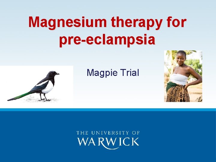Magnesium therapy for pre-eclampsia Magpie Trial Magnesium therapy for pre-eclampsia Magpie Trial