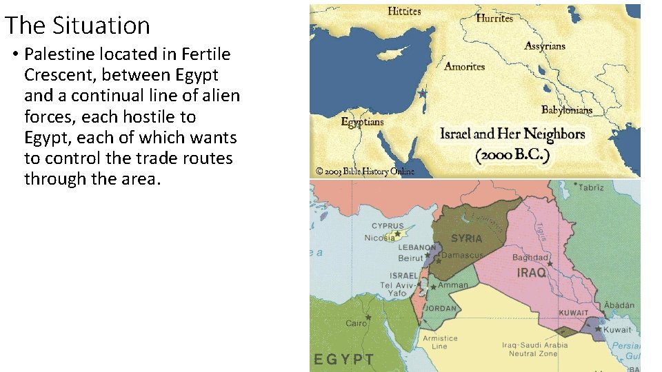 The Situation • Palestine located in Fertile Crescent, between Egypt and a continual line