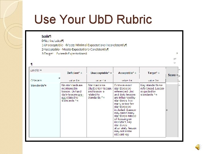 Use Your Ub. D Rubric 