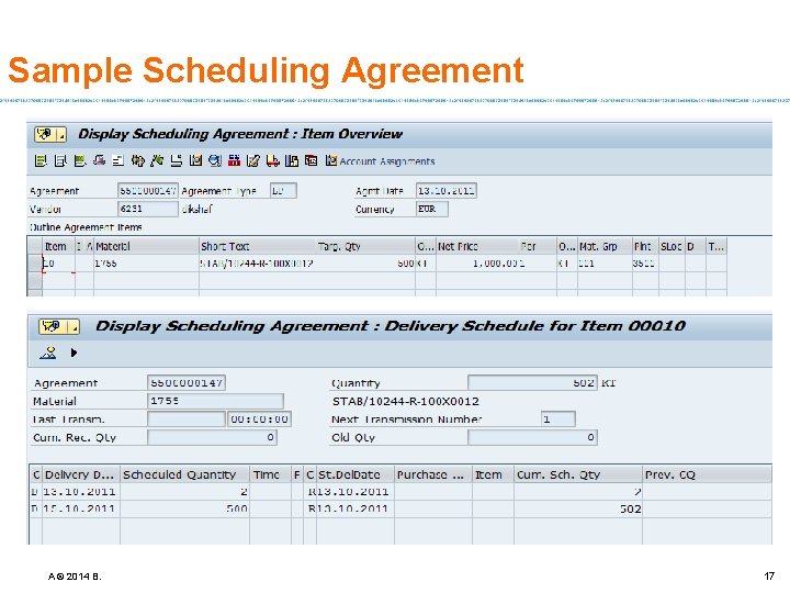 Sample Scheduling Agreement A © 2014 B. 17 