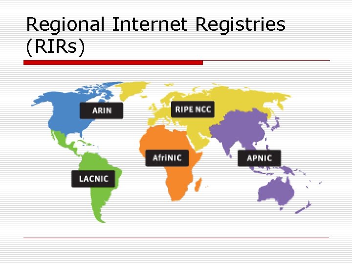 Regional Internet Registries (RIRs) 