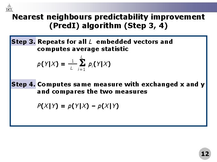 Nearest neighbours predictability improvement (Pred. I) algorithm (Step 3, 4) Step 3. Repeats for