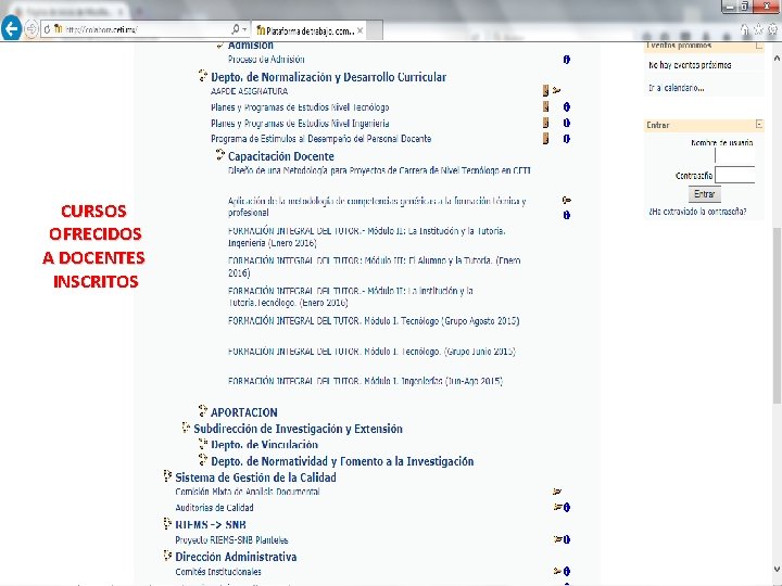 CURSOS OFRECIDOS A DOCENTES INSCRITOS 