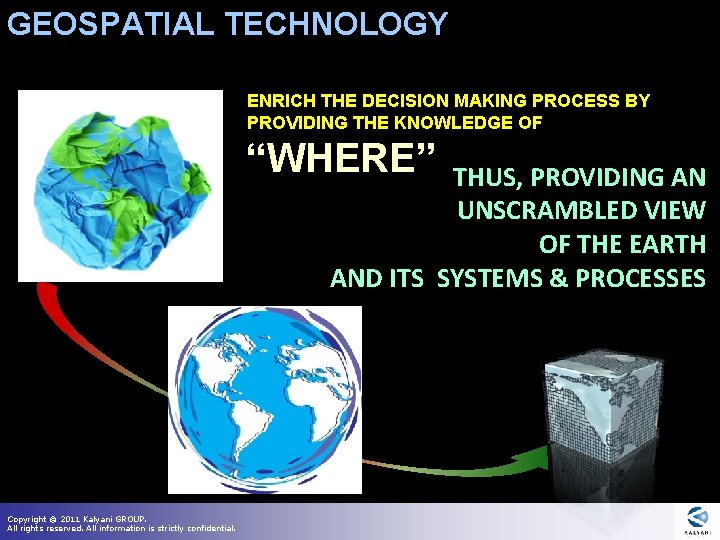 GEOSPATIAL TECHNOLOGY ENRICH THE DECISION MAKING PROCESS BY PROVIDING THE KNOWLEDGE OF “WHERE” THUS, GEOSPATIAL TECHNOLOGY ENRICH THE DECISION MAKING PROCESS BY PROVIDING THE KNOWLEDGE OF “WHERE” THUS,