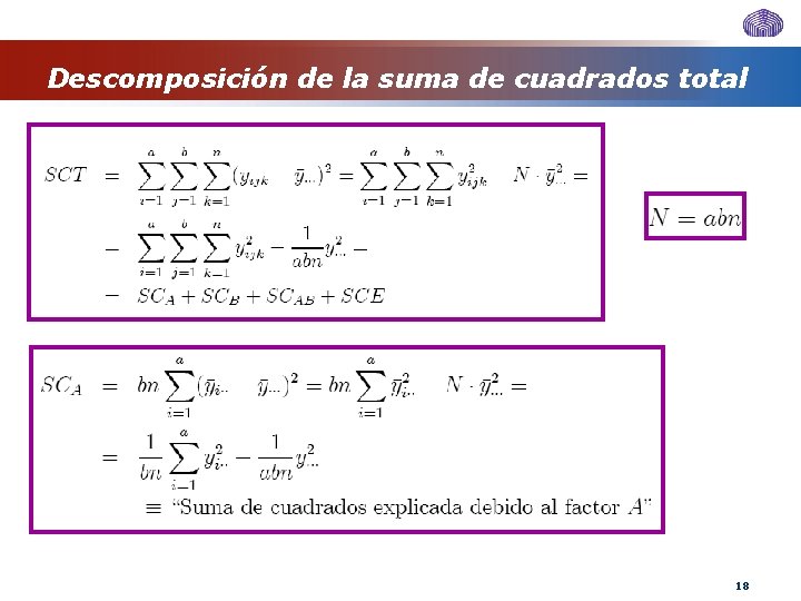 Descomposición de la suma de cuadrados total 18 