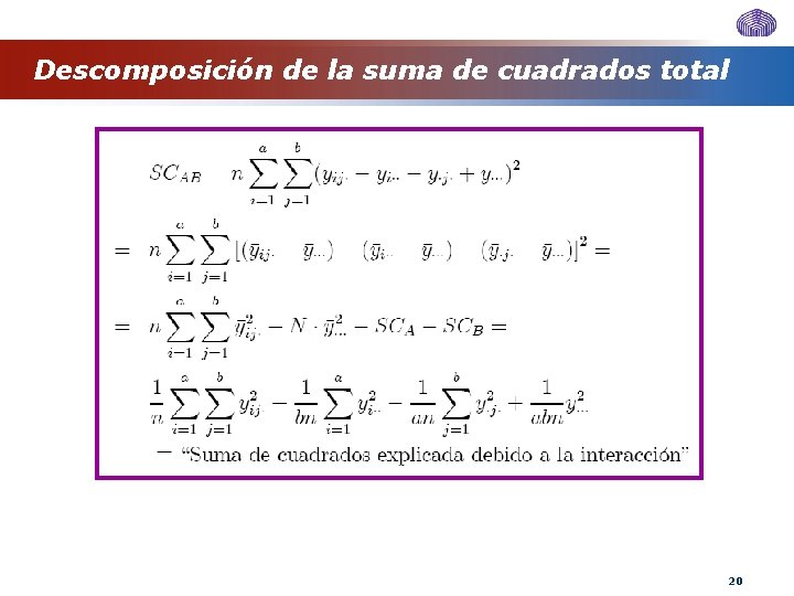 Descomposición de la suma de cuadrados total 20 