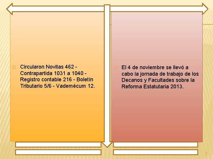 � Circularon Novitas 462 Contrapartida 1031 a 1040 Registro contable 216 - Boletín Tributario