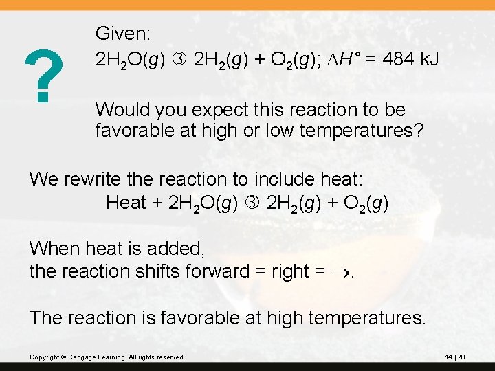 ? Given: 2 H 2 O(g) 2 H 2(g) + O 2(g); DH° =
