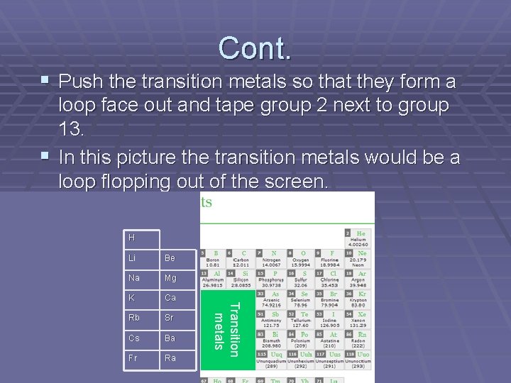 Cont. § Push the transition metals so that they form a loop face out