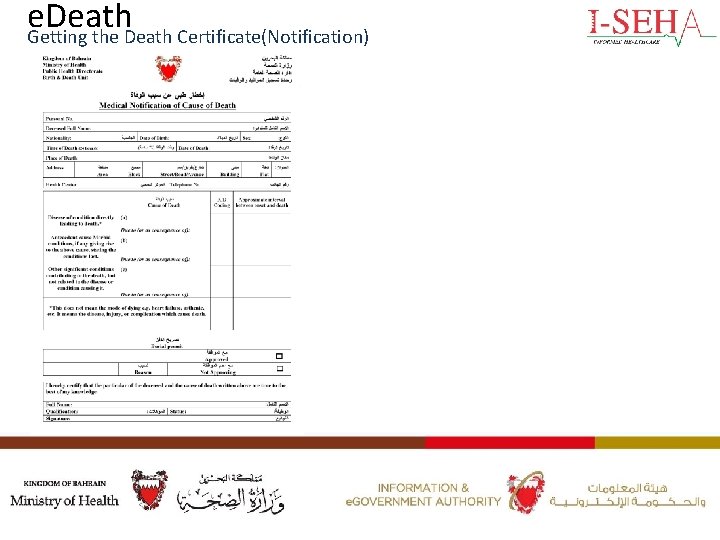 e. Death Getting the Death Certificate(Notification) 