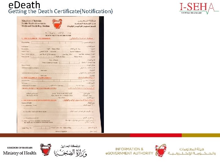 e. Death Getting the Death Certificate(Notification) 