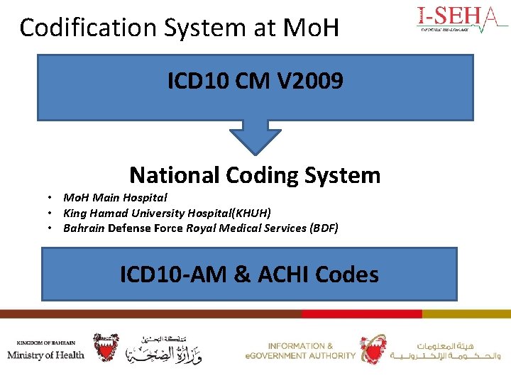 Codification System at Mo. H ICD 10 CM V 2009 National Coding System •