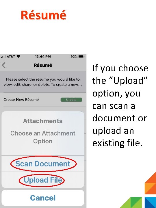 Résumé If you choose the “Upload” option, you can scan a document or upload