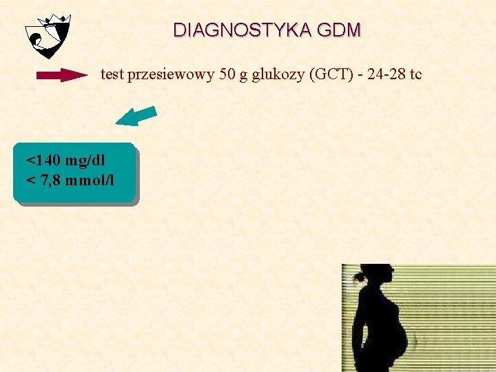 DIAGNOSTYKA GDM test przesiewowy 50 g glukozy (GCT) - 24 -28 tc <140 mg/dl