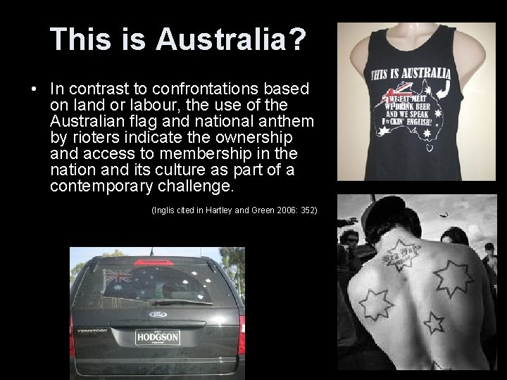 This is Australia? • In contrast to confrontations based on land or labour, the