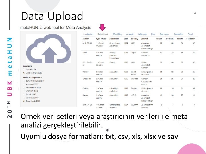 20 TH UBK-meta. HUN Data Upload Örnek veri setleri veya araştırıcının verileri ile meta