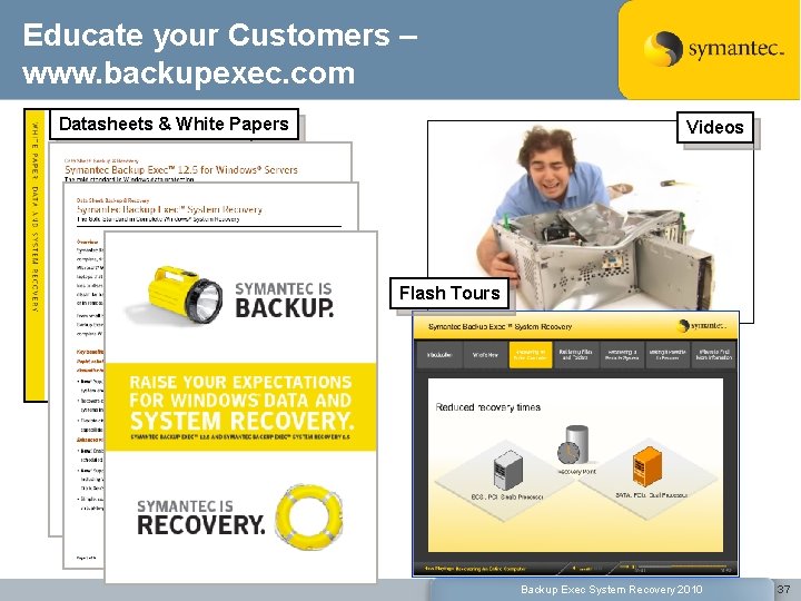 Educate your Customers – www. backupexec. com Datasheets & White Papers Videos Flash Tours