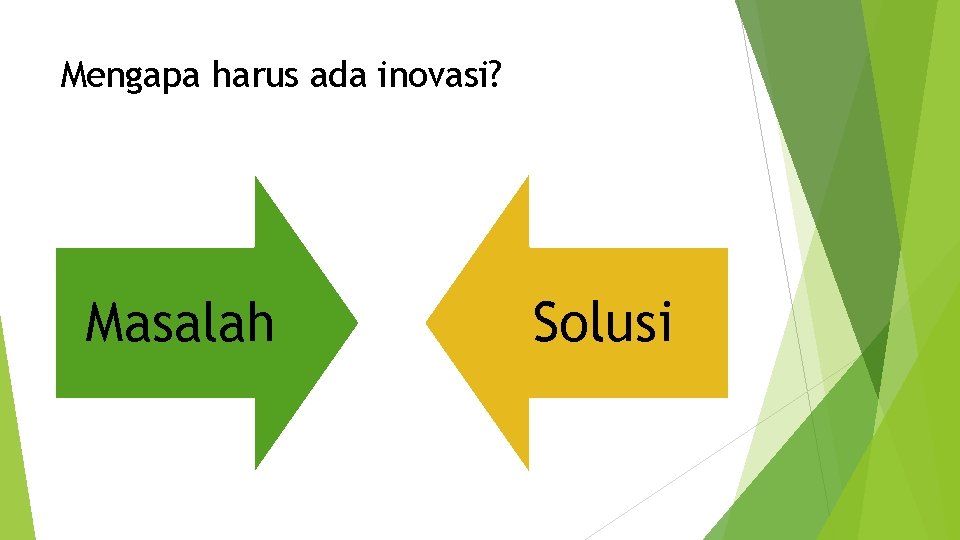 Mengapa harus ada inovasi? Masalah Solusi 