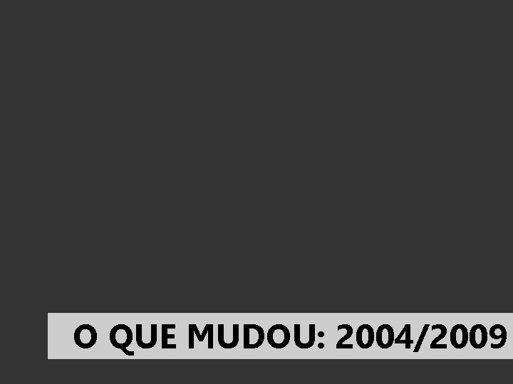 O QUE MUDOU: 2004/2009 