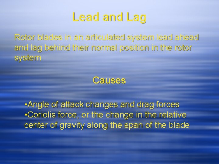 Lead and Lag Rotor blades in an articulated system lead ahead and lag behind