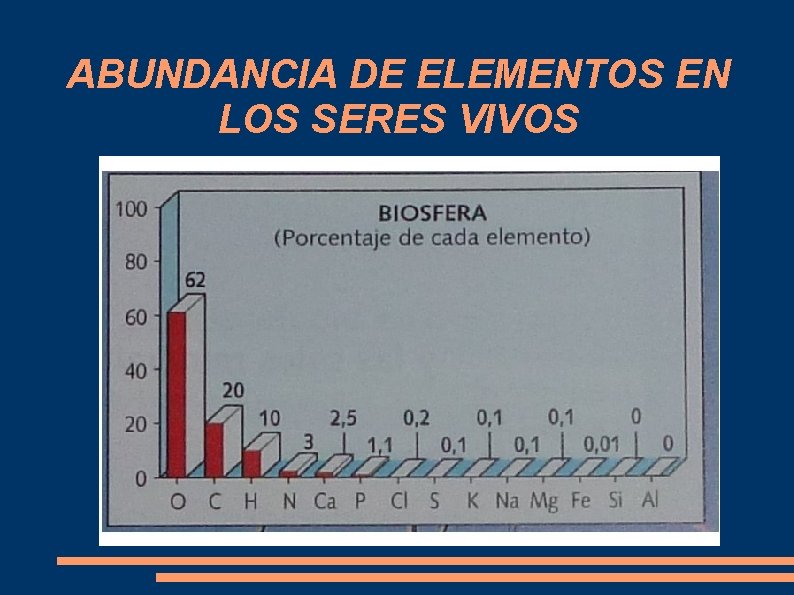 ABUNDANCIA DE ELEMENTOS EN LOS SERES VIVOS 