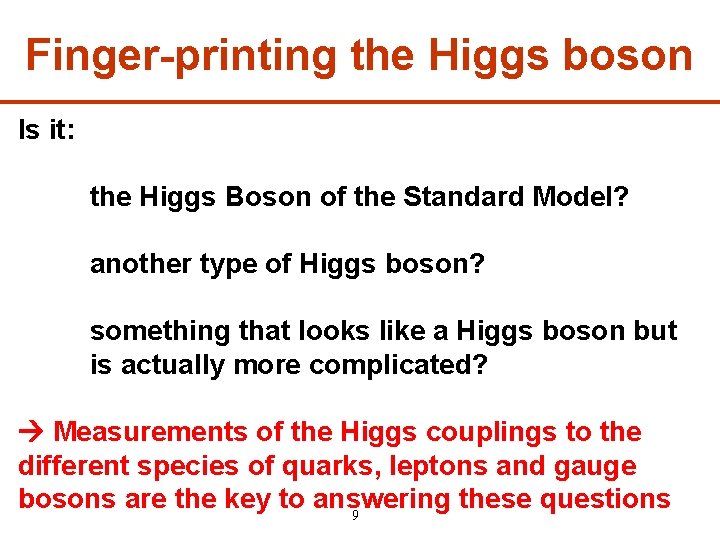 Finger-printing the Higgs boson Is it: the Higgs Boson of the Standard Model? another