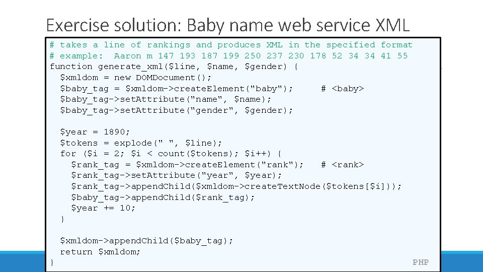 Exercise solution: Baby name web service XML # takes a line of rankings and