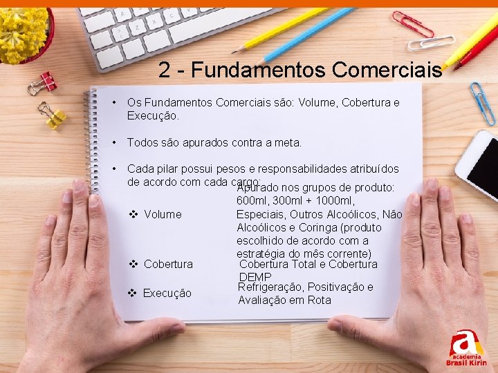 2 - Fundamentos Comerciais • Os Fundamentos Comerciais são: Volume, Cobertura e Execução. •