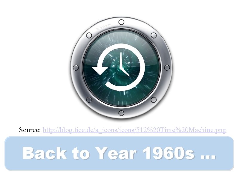 Source: http: //blog. tice. de/a_icons/512%20 Time%20 Machine. png Back to Year 1960 s. .