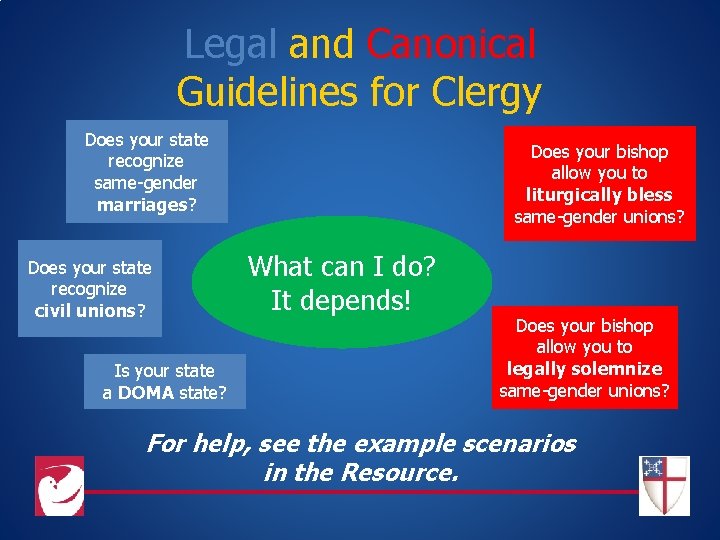 Legal and Canonical Guidelines for Clergy Does your state recognize same-gender marriages? Does your