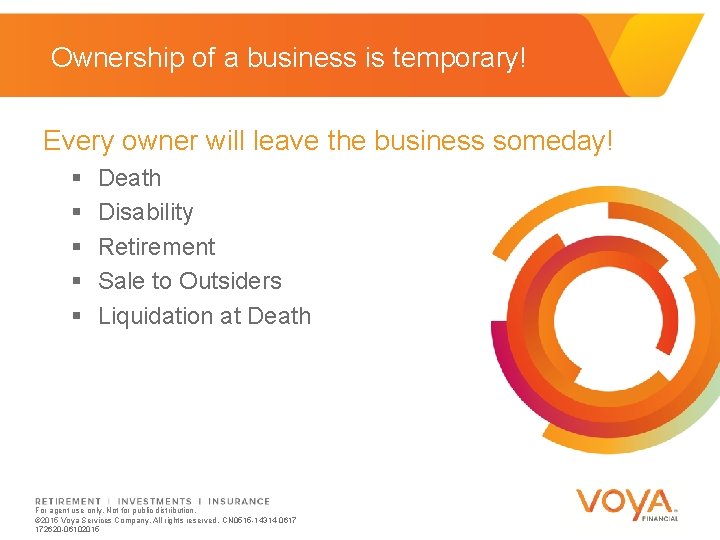Ownership of a business is temporary! Every owner will leave the business someday! §