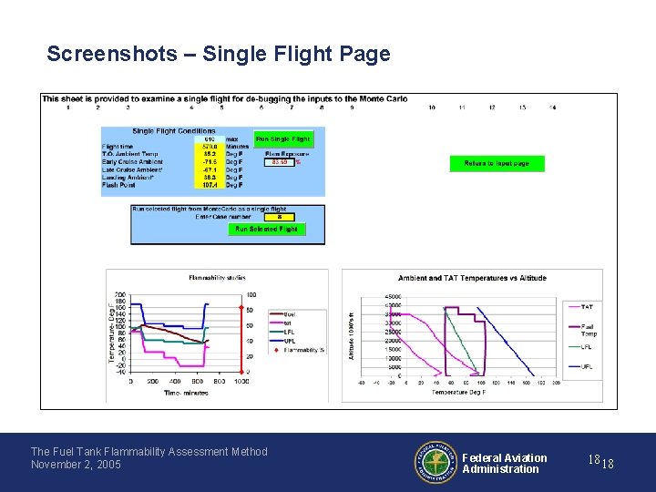 Screenshots – Single Flight Page The Fuel Tank Flammability Assessment Method November 2, 2005