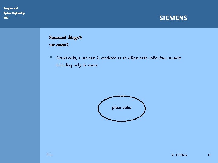 Program and System Engineering PSE Structural things/9 use cases/2 § Graphically, a use case