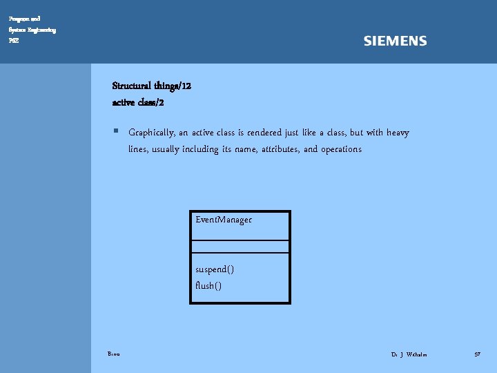 Program and System Engineering PSE Structural things/12 active class/2 § Graphically, an active class