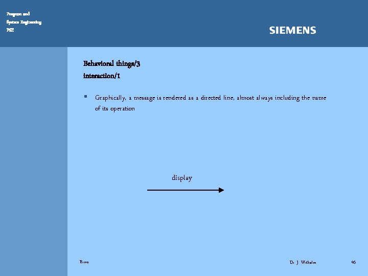 Program and System Engineering PSE Behavioral things/3 interaction/1 § Graphically, a message is rendered