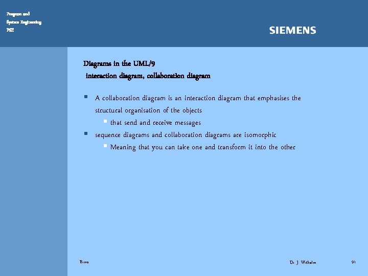 Program and System Engineering PSE Diagrams in the UML/9 interaction diagram, collaboration diagram §