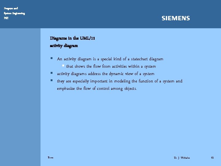 Program and System Engineering PSE Diagrams in the UML/11 activity diagram § An activity