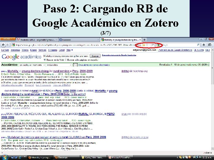 Paso 2: Cargando RB de Google Académico en Zotero (3/7) 