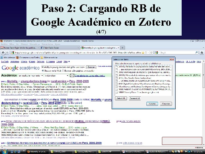 Paso 2: Cargando RB de Google Académico en Zotero (4/7) 