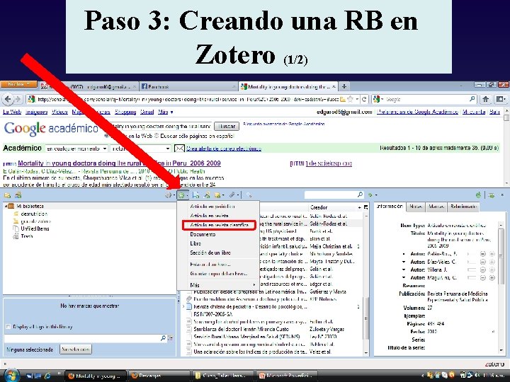 Paso 3: Creando una RB en Zotero (1/2) 