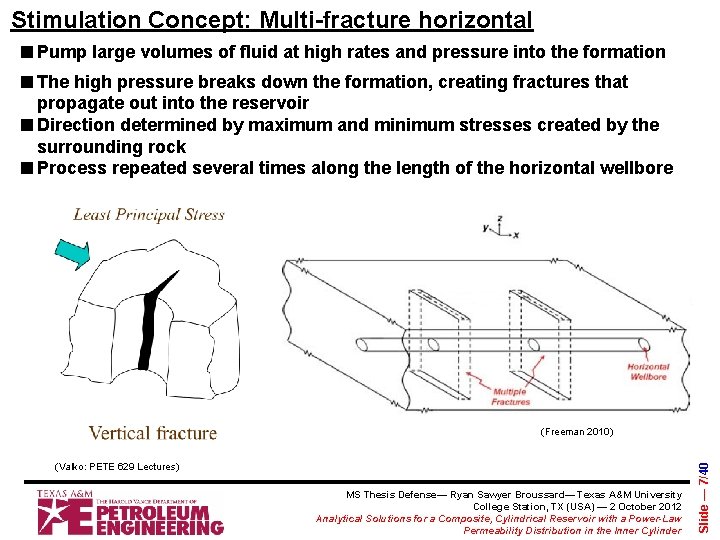 Stimulation Concept: Multi-fracture horizontal ■ Pump large volumes of fluid at high rates and