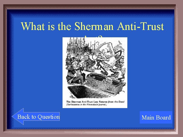 What is the Sherman Anti-Trust Act? Back to Question Main Board 
