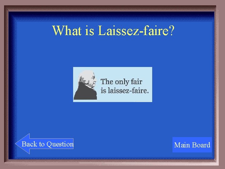 What is Laissez-faire? Back to Question Main Board 