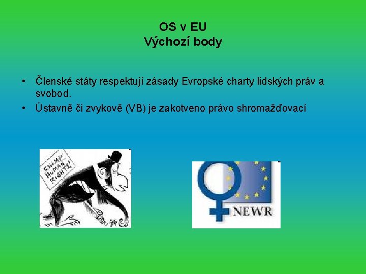 OS v EU Výchozí body • Členské státy respektují zásady Evropské charty lidských práv